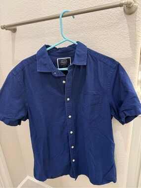 Charles Tyrwhitt Short-Sleeve Button-Down Shirt - Blue Slim Fit